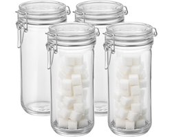 Bormioli Rocco Voorraad/weck pot - 4x - glas - transparant - 21 x 10 cm - 1 L