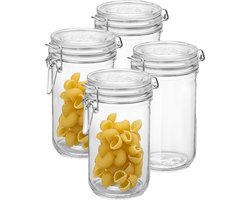 Bormioli Rocco Voorraad/weck pot - 4x - glas - transparant - 21 x 10 cm - 1 L