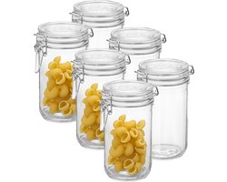 Bormioli Rocco Voorraad/weck pot - 6x - glas - transparant - 17 x 9 cm - 750 ml
