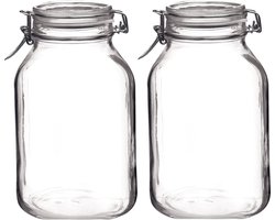 Bormioli Rocco Voorraad/weckpot - Set van 2x stuks - glas - transparant - 24 x 14 cm - 3 L