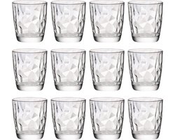 Bormioli Rocco Waterglazen Diamond 300 ml - Set van 12 - Modern Design Gehard Glas - Vaatwasserbestendig - Perfect voor Dagelijks Gebruik