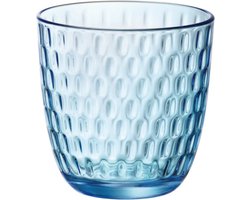 Bormioli Waterglas/drinkglas - blauw transparant met relief - 290 ml - één stuk
