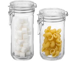 Bormiolo Rocco Set van 2 weckpotten - glas - transparant - 1 L en 0,75 L