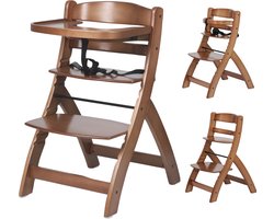 Born Lucky® Kinderstoel / Eetstoel baby – In Hoogte Verstelbaar & Inclusief Eetblad – Vanaf 6 maanden - Walnoot