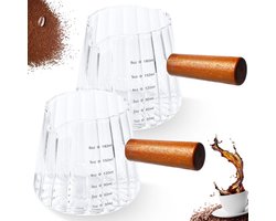 Borosilicaat glazen maatbeker - Duurzaam en hittebestendig - 1 stuk - met houten handvat