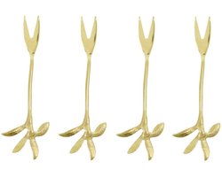 Borrel vorkjes Fork goud - 4 stuks