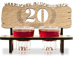 Borrelbank met 2 glazen - Personaliseerbaar Cadeau met Jaartal voor Jubileum en Verjaardag