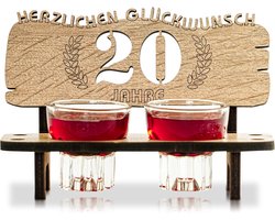 Borrelbank met glazen - Cadeau set - Feestelijke borrel - Speciaal jaartal gegraveerd - 165 cm - Transparant