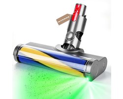 Borstel voor Dyson V7 V8 V10 V11 V15 Reinigingskop met Ingebouwde Groene LED-Verlichting en Zachte Rol voor Harde Vloeren Mondstuk & Accessoire compatibel met Dyson Stofzuigers