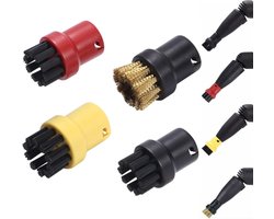 Borstelset Voor Stoomreiniger - 4 Stuks - Ronde Borstelset - Geschikt voor Kärcher SC1, SC2, SC3, SC4, SC5, SC7, CTK10 - Borsteltjes Stoomreiniger - Stoomreinigingsborstels - Krachtige Vlekverwijdering - Moeilijk Bereikbare Plaatsen