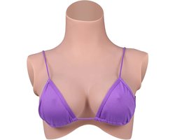 Borsten Realistische Crossdresser Katoen Gevulde Halflichaam Valse Borstvormen Nep Borst voor Mannen Transgender Mastectomie Prothese (Beige - C Cup BH)