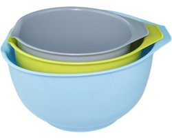 Borvat® | Beslagkommen set - Roze / Blauw / Turquoise - Schalen - Mengkommen - 3 delig - Kunststof - 1.5L / 2L / 2.5L