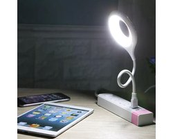 Borvat® | Bureaulamp voor Laptop en PC - Wit en Ovaal- Flexibel en Helder - Met LED USB Aansluiting
