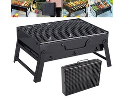 Borvat® Compacte Opvouwbare Houtskool BBQ - Draagbare Grill voor Kamperen, Picknicks en Tuinfeestjes - Roestvrij Staal, Zwart