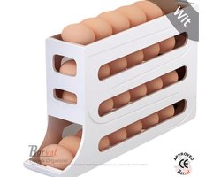 Borvat® - Eierrek Organizer - Automatisch Rollend - Opbergdoos - Koelkast - Keukenkast - Opslag - Wit