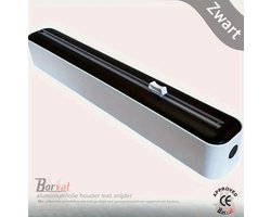 Borvat® - Handige Vershoudfolie - aluminiumfolie houder met snijder - Keuken tool - Kunststof - 37 x 7 cm - Zwart - Wit