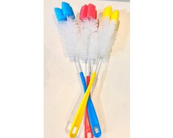 Borvat® - Lange flessenborstel met spons - Flessenborstel - Babyfles afwasborstel - Drinkfles Borstel - Glazenborstel