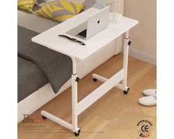 Borvat® - Laptop bijzettafel - Sta bureau voor laptop tafel voor thuis - Bureau Op Wielen - thuiskantoor - Wit - 40cm x 60cm