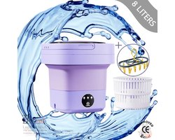 Borvat® - Mini Wasmachine - Compact - Energiezuinig - Opvouwbaar - Droogrek - Ideaal voor Studenten & camping - met Droogrek - 8L
