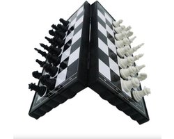 Borvat® | Opvouwbaar schaakbord | 13 x 13cm | mini schaak bord | Schaakspel | met schaakstukken | Schaakspellen | Magnetisch | Draagbaar