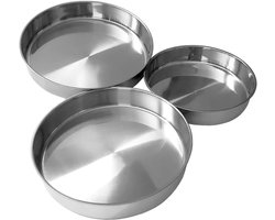 BORVAT® - Roestvrijstalen Ronde Dienbladen Set - 3 Stuks Ø28-32-36 cm - Voor Serveren & Oven