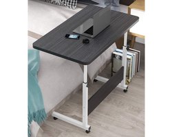 BORVAT® - Verstelbare Laptoptafel met Wielen - Bijzettafel voor Bed en Bank - Mobiel Computerbureau - Zwart