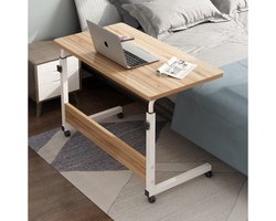 BORVAT® - Verstelbare Laptoptafel op Wielen - 80x40 cm - Sta Bureau - Houten Werktafel voor Thuis & Kantoor