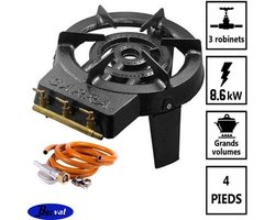 BORVAT®| Wokbrander set | gietijzer | 3 verschillende kleppen | met uitneembare ring geschikt voor pannen en wokken | max 8.6kW | Propaan