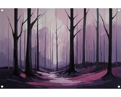 Bos abstract met paars en roze posters - Bomen posters - Tuinposter Natuur - Muurdecoratie tuin - Tuin accessoires - Tuin decoratie wanddecoratie tuinposter 150x100 cm