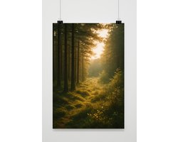 Bos Poster - Natuur Posters - Landschap - Zonsopkomst - Fotografie - Wanddecoratie Woonkamer - 180 gram papier - XS7321WV - Formaat 30 x 40cm