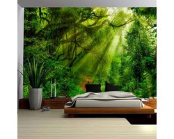 Bos Tapestry - Groen Groot Boom Zonsopgang Landschap Wanddoeken Wandtapijt Jungle Muur Opknoping 260 x 240 cm