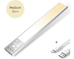Boscer Led Lamp - 30 CM - Bewegingssensor - Lichtsensor - Magnetisch Ophangbaar - USB-C Oplaadbaar - Trapverlichting - Keukenlamp - Nachtlamp - LED Strip - Eenvoudig bedienbaar bedieningspaneel