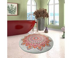 Bosdela Royal Rond badkamermatten, wasbaar, zacht en comfortabel – toiletmat + badmat – ideaal voor badkamer en toilet, met Ø100 cm