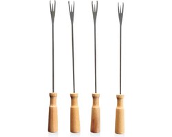 Boska Fonduevorken Oslo - Set van 4 Vorkjes - met Extra Grip - Zilver/Bruin