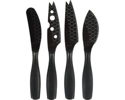 Boska Kaasmessenset Mini Monaco+ - Set van vier stuks - Kaasmessenset - Kaasmesjes - Kaasmessen set - Kaasbestek - Kaasmessen zwart - Tapas mesjes - Cadeautips - Giftset - Cadeauset - Keukengerei - Keuken accessoires - 10 jaar garantie