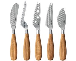 Boska Kaasmessenset Oslo+ Small - 5 Kaasmesjes - Roestvrijstaal - Eikenhout - Levenslange Garantie