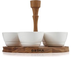 Boska Party Serving Tray - Serveerplank van Europees Eikenhout - 5 Porseleinenbakjes - Bruin