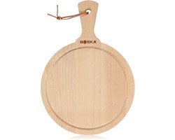 Boska Serveerplank Rond Amigo M - Borrelplank met Handgreep - Rustiek Beukenhout - Bruin - Ø 23,4 cm