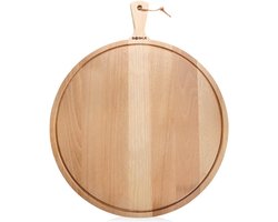 Boska Serveerplank Rond Amigo XXL - Borrelplank met Handgreep - Rustiek Beukenhout - Bruin - Ø 50 cm