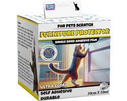 BossTape Anti Krab 10cmx10m Scratch Tape Voor Kat en Hond - Krabpalen - Transparant - Tegen krab schade - Enkelzijdig Klevend tape - Bank en Meubelbeschermer, Tegen Krassen van Huisdieren