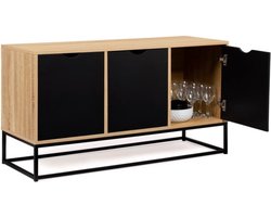 Boston 3-deurs lage dressoir, industrieel design, 113 cm