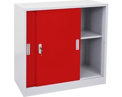 Boston MCW-F41 archiefkast, stalen kast, met schuifdeuren 90x90x45cm ~ rood