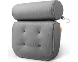BOTC Badkussen - Anti Slip Zuignappen - Nekkussen bad - Hoofdsteun bad - Ergonomisch nekkussen - Antislip - Grijs