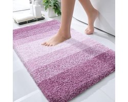 BOTC Badmat - Antislip - 80x50cm - Absorberende Badmat - Douchemat - Toiletmat - Roze/Wit