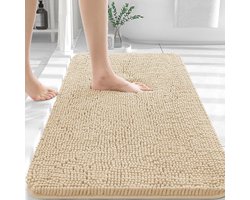 BOTC Badmat - Badmat Antislip - Set van 2-delig - Badkamer mat - 43x61+51x76cm - Creme wit