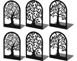 BOTC Boekensteun - Set van 6 - Metalen Boekenstandaard - Boekenhouder - Boeksteun - Book Holder - Zwart