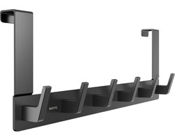 BOTC Deurkapstok RVS - Wandkapstok - Deurhaak - Badkamer Haken Hangend RVS - Handdoek Haak - Radiatorhaakje - Zwart