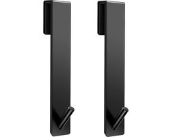 BOTC Douchedeur haken - Set van 2 - roestvrijstalen handdoekhaken - Verlengde deurhaken voor frameloze glazen douchedeuren - Zwart