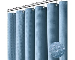 BOTC Douchegordijn Anti Schimmel - 180x200cm - Inclusief ringen - Met gewichtsband - Premium kwaliteit - Waterdicht - Blauw