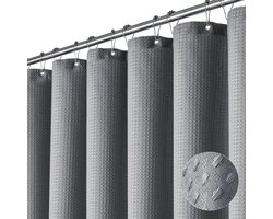 BOTC Douchegordijn Anti Schimmel - 180x200cm - Inclusief ringen - Met gewichtsband - Premium kwaliteit - Waterdicht - Grijs